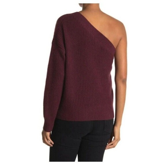 360 Cashmere Maroon One-Shoulder Sweater- Size SMALL - Picture 2 of 5